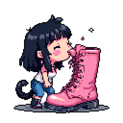 Cute Chibi licking a pink boot
